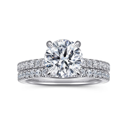 Alisa - 14K White Gold Round Hidden Halo Diamond Engagement Ring