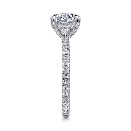 Alisa - 14K White Gold Round Hidden Halo Diamond Engagement Ring
