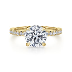 14K Yellow Gold Round Diamond Engagement Ring