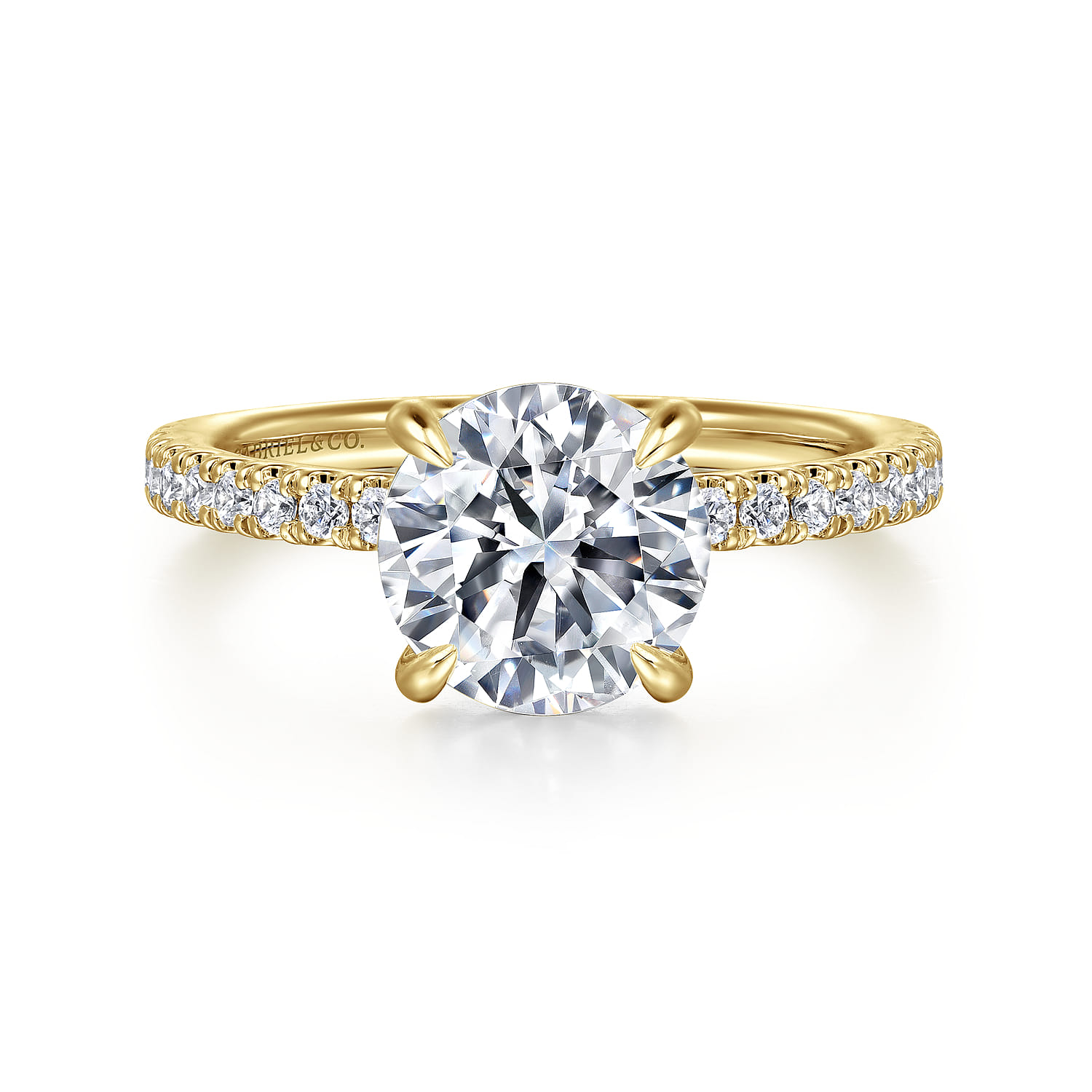 Alisa - 14K Yellow Gold Round Hidden Halo Diamond Engagement Ring