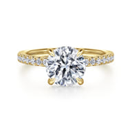 Alisa - 14K Yellow Gold Round Hidden Halo Diamond Engagement Ring