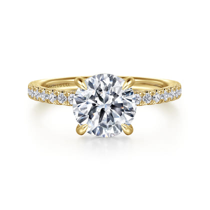 Alisa - 14K Yellow Gold Round Hidden Halo Diamond Engagement Ring