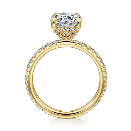 Alisa - 14K Yellow Gold Round Hidden Halo Diamond Engagement Ring