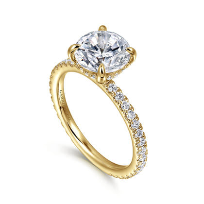 Alisa - 14K Yellow Gold Round Hidden Halo Diamond Engagement Ring