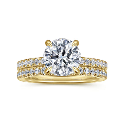 Alisa - 14K Yellow Gold Round Hidden Halo Diamond Engagement Ring