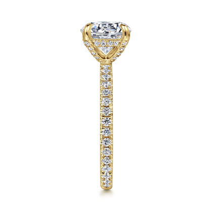 Alisa - 14K Yellow Gold Round Hidden Halo Diamond Engagement Ring