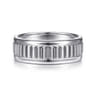 Allan - 14K White Gold 8mm - Carved Men's Wedding Band in High Polish Finish