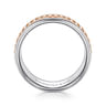 Allan - 14K White-Rose Gold 8mm - Two Tone Carved Men's Wedding Band in High Polish Finish