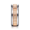 Allan - 14K White-Rose Gold 8mm - Two Tone Carved Men's Wedding Band in High Polish Finish