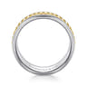 Allan - 14K White-Yellow Gold 8mm - Two Tone Carved Men's Wedding Band in High Polish Finish