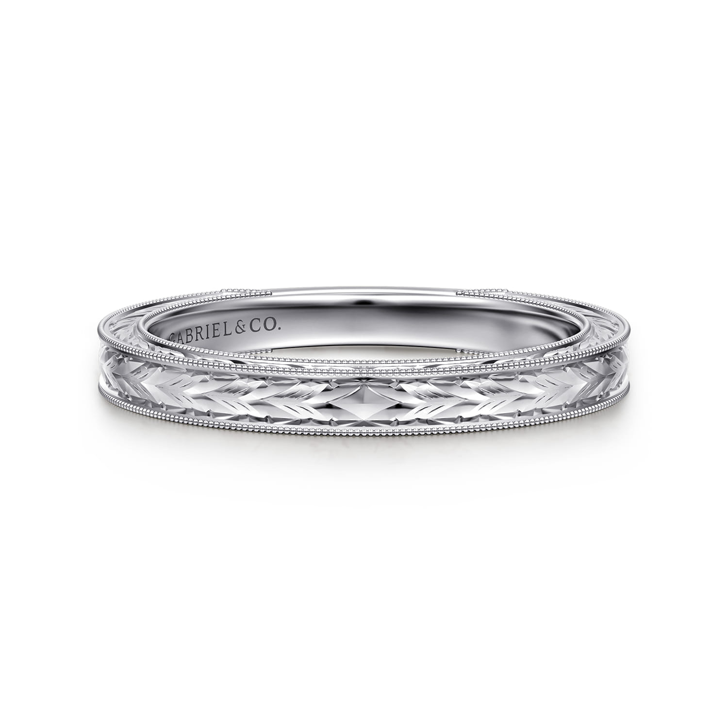 Straight Wedding Ring in 14k White Gold with   at Gabriel & Co. - Shot 1