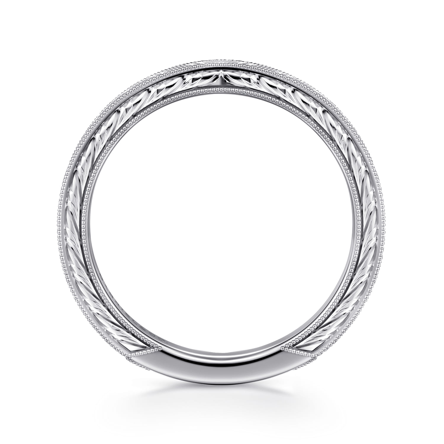 Straight Wedding Ring in 14k White Gold with   at Gabriel & Co. - Shot 2