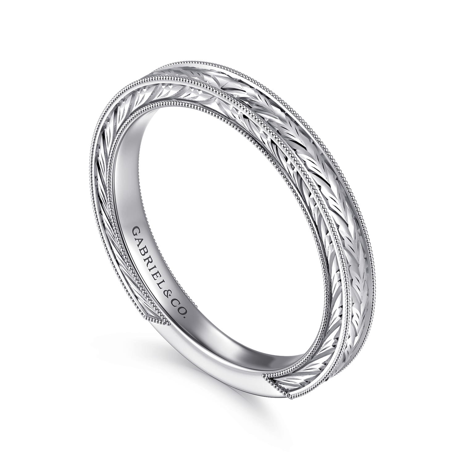 Straight Wedding Ring in 14k White Gold with   at Gabriel & Co. - Shot 3