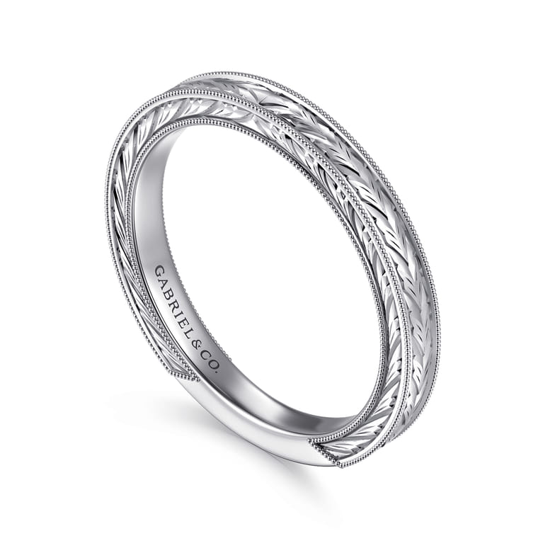 Straight Wedding Ring in 14k White Gold with   at Gabriel & Co. - Shot 3