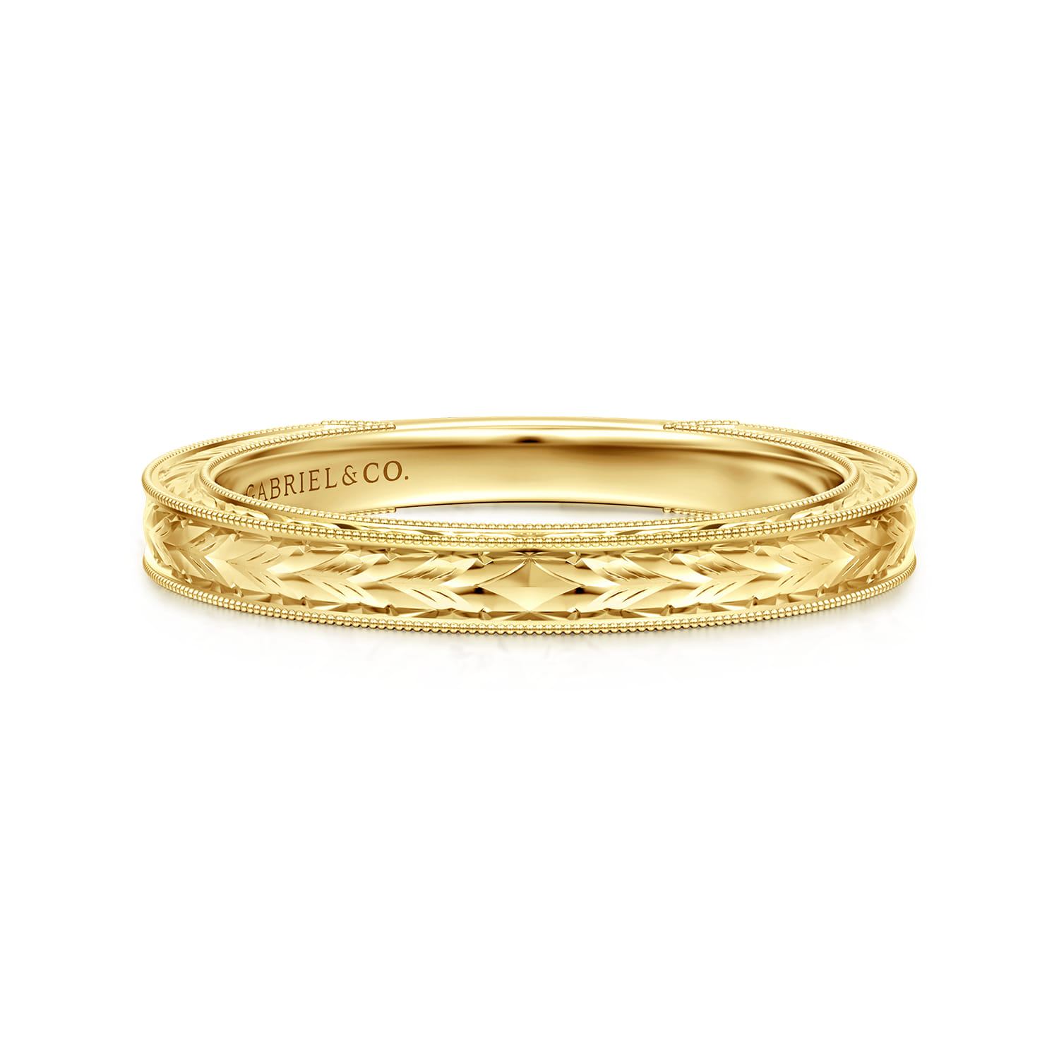 Straight Wedding Ring in 14k Yellow Gold with   at Gabriel & Co. - Shot 1