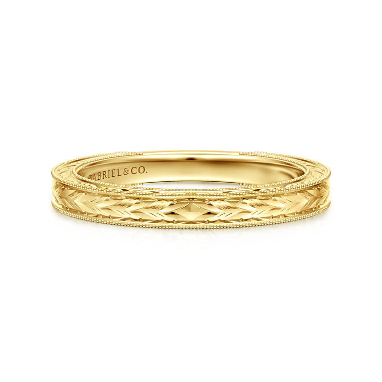 Straight Wedding Ring in 14k Yellow Gold with   at Gabriel & Co. - Shot 1