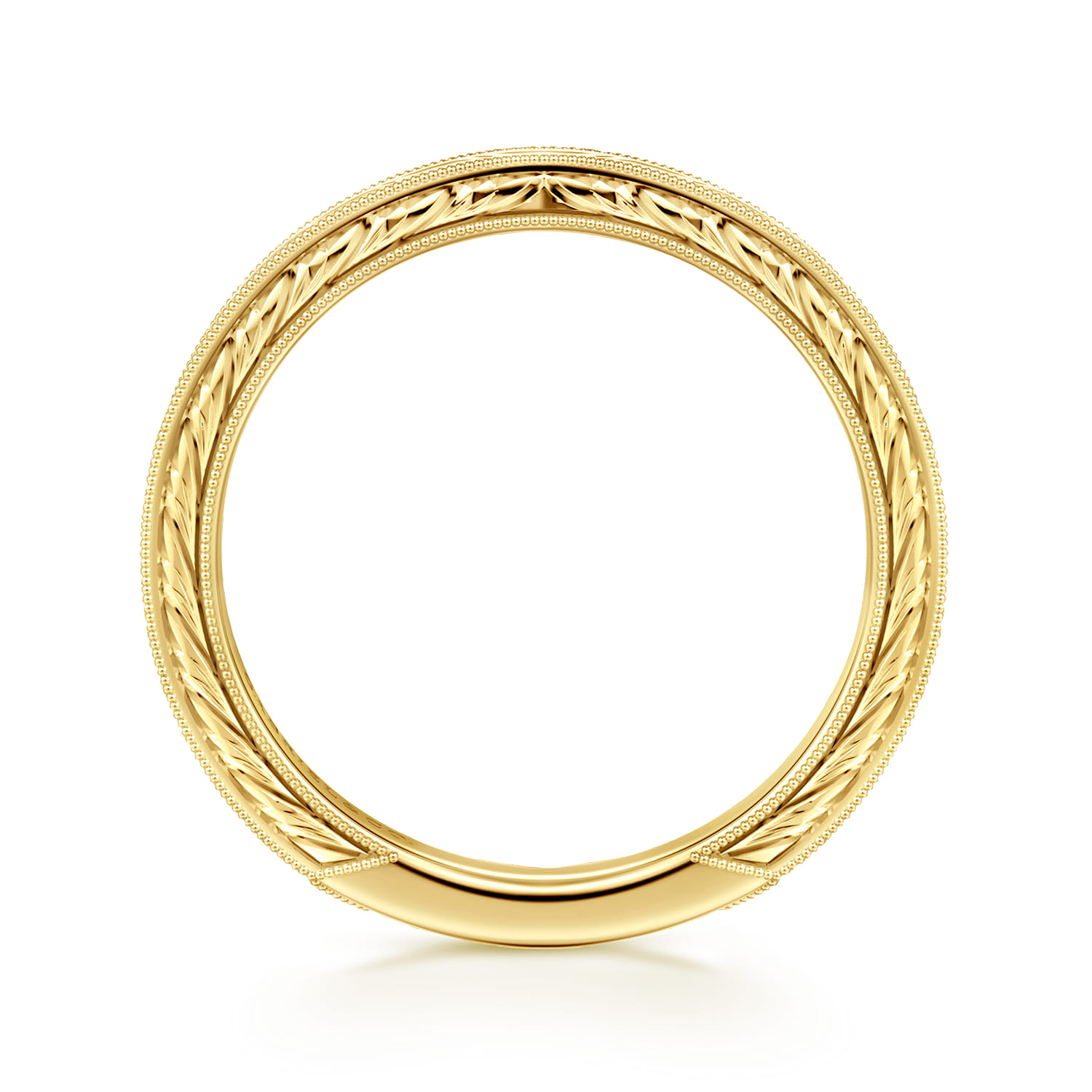 Straight Wedding Ring in 14k Yellow Gold with   at Gabriel & Co. - Shot 2