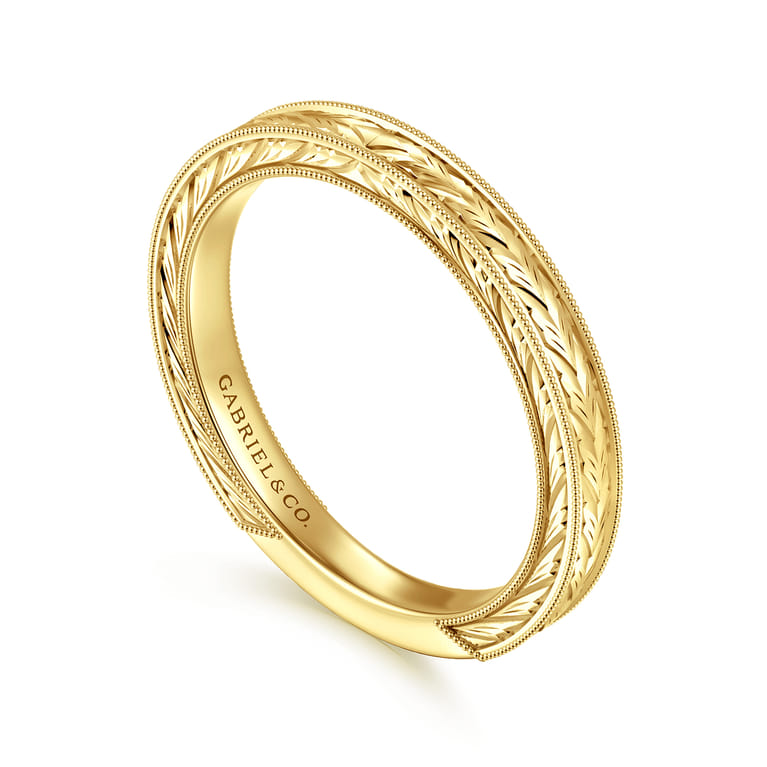 Straight Wedding Ring in 14k Yellow Gold with   at Gabriel & Co. - Shot 3