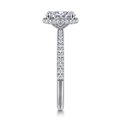 Allesia - 14K White Gold Oval Cut Hidden Halo Diamond Engagement Ring