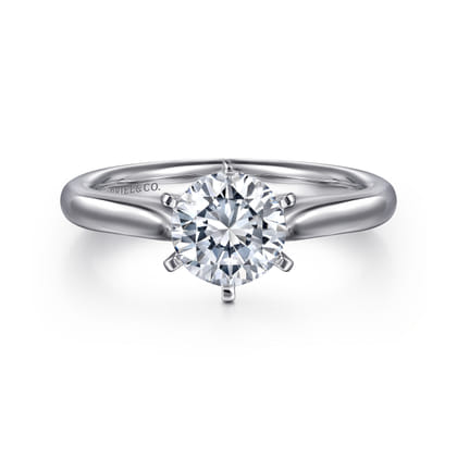 Allie - 14K White Gold 6 Prong Round Diamond Engagement Ring
