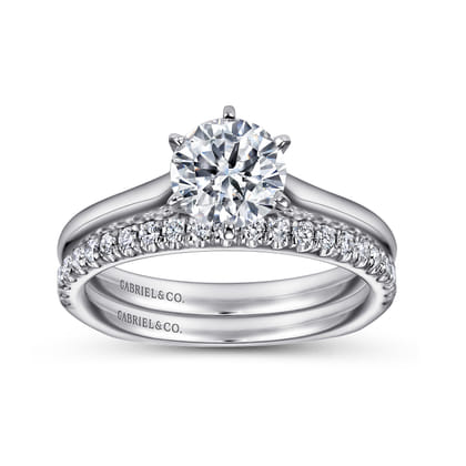Allie - 14K White Gold 6 Prong Round Diamond Engagement Ring