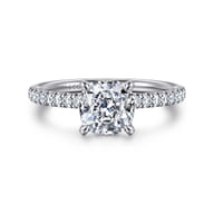 Allison - 14K White Gold Cushion Hidden Halo Diamond Engagement Ring