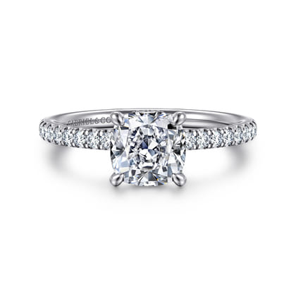 Allison - 14K White Gold Cushion Hidden Halo Diamond Engagement Ring