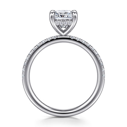 Allison - 14K White Gold Cushion Hidden Halo Diamond Engagement Ring
