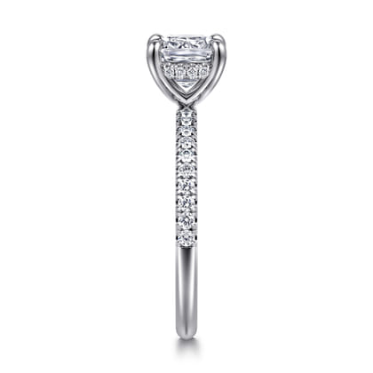 Allison - 14K White Gold Cushion Hidden Halo Diamond Engagement Ring