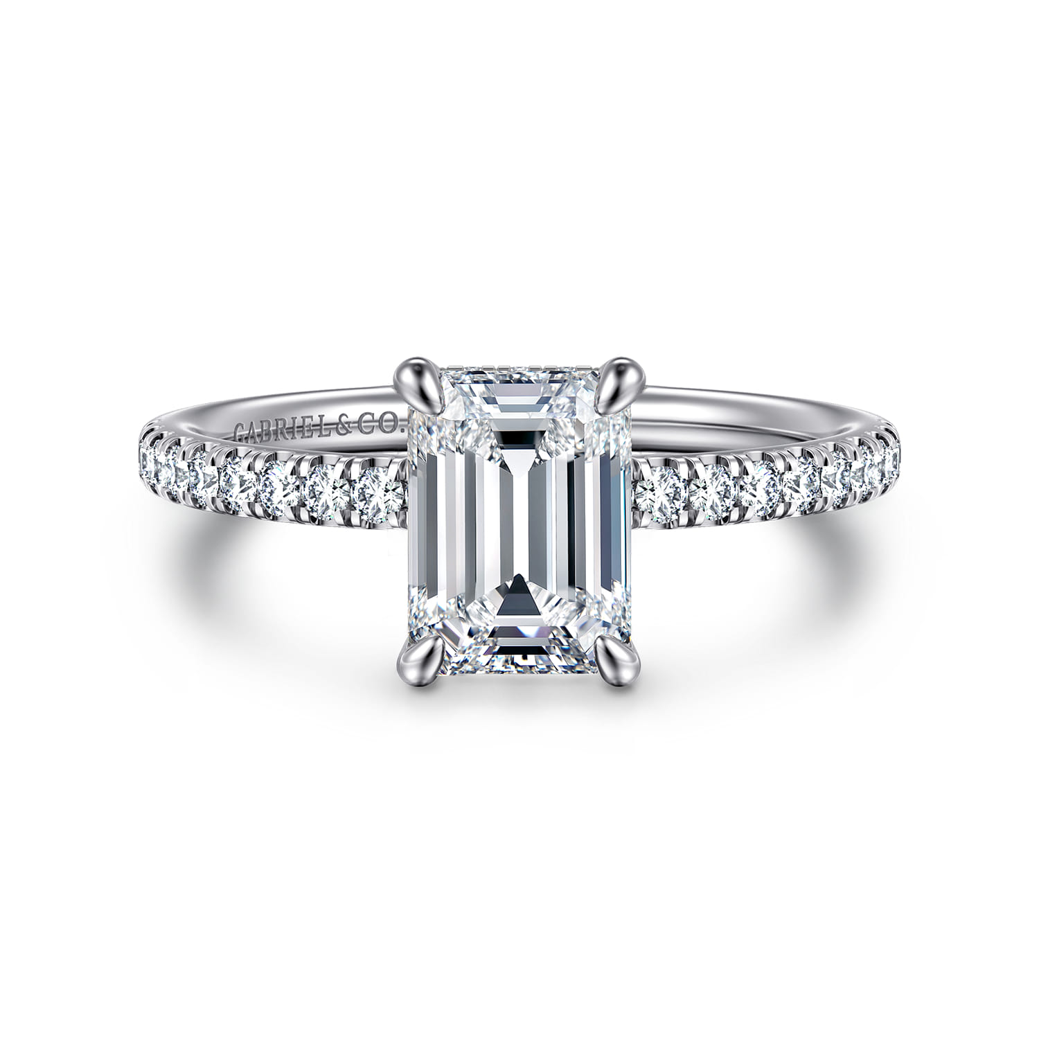 Allison - 14K White Gold Emerald Cut Hidden Halo Diamond Engagement Ring