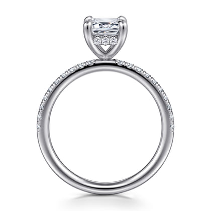 Allison - 14K White Gold Emerald Cut Hidden Halo Diamond Engagement Ring
