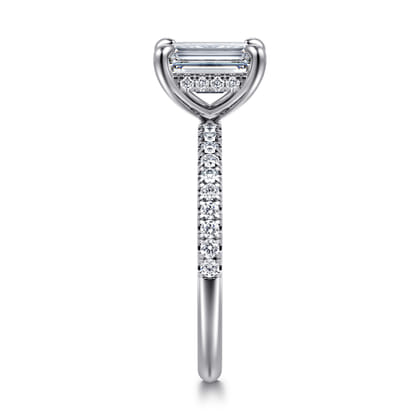 Allison - 14K White Gold Emerald Cut Hidden Halo Diamond Engagement Ring