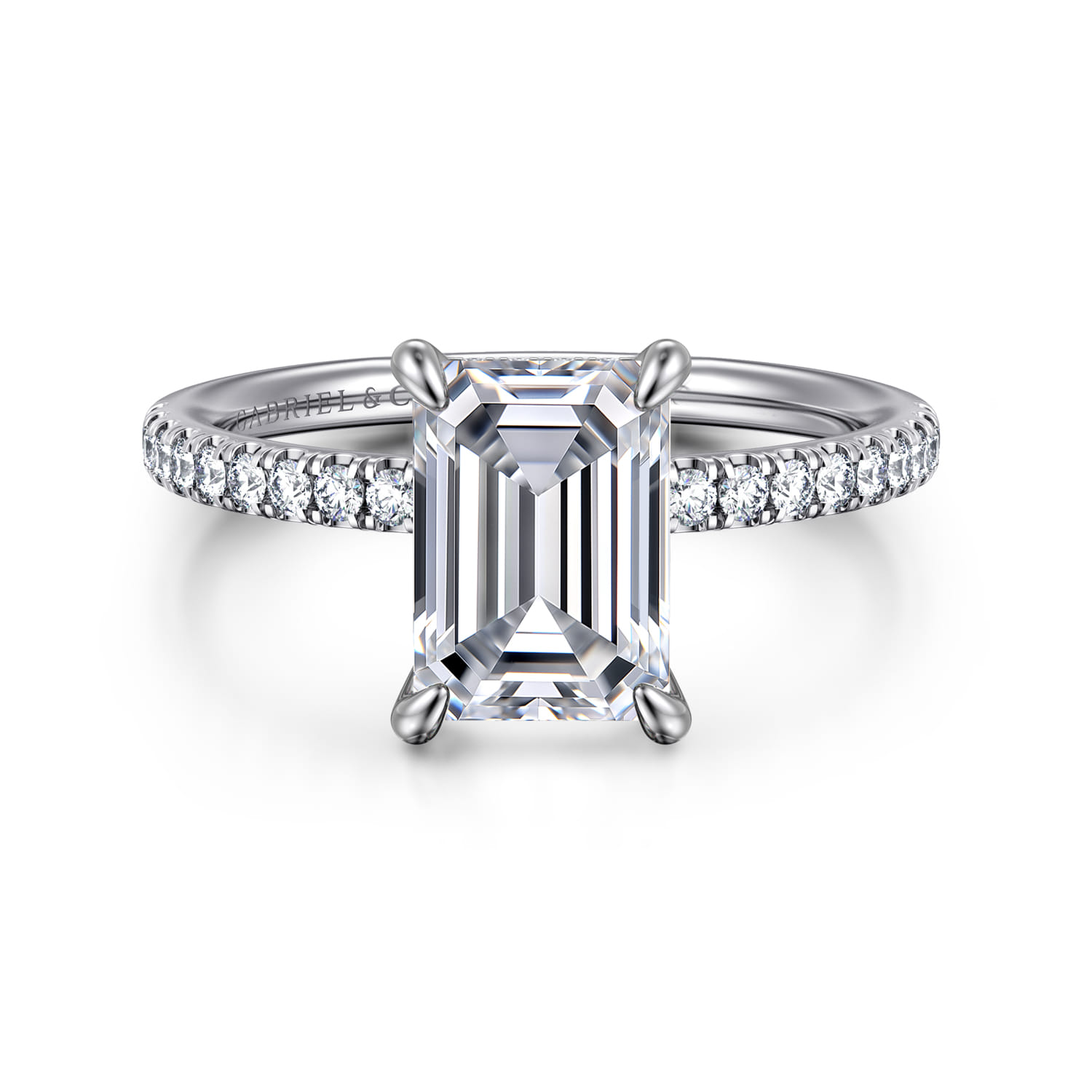 Allison - 14K White Gold Emerald Cut Hidden Halo Diamond Engagement Ring