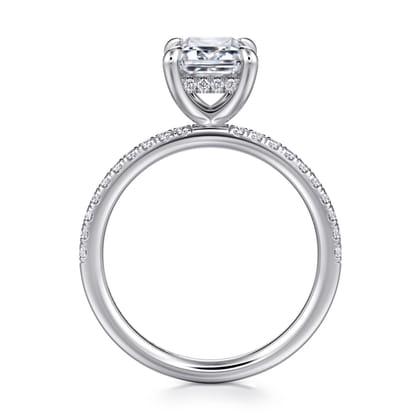 Allison - 14K White Gold Emerald Cut Hidden Halo Diamond Engagement Ring
