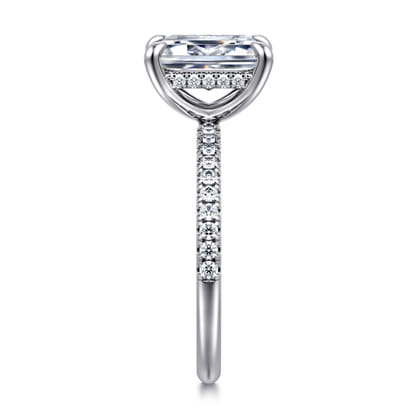 Allison - 14K White Gold Emerald Cut Hidden Halo Diamond Engagement Ring