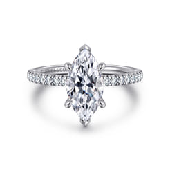Allison - 14K White Gold Marquise Shape Hidden Halo Diamond Engagement Ring