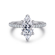 Allison - 14K White Gold Marquise Shape Hidden Halo Diamond Engagement Ring
