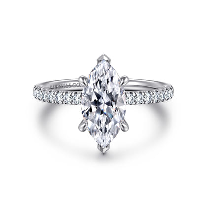 Allison - 14K White Gold Marquise Shape Hidden Halo Diamond Engagement Ring