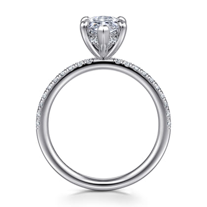 Allison - 14K White Gold Marquise Shape Hidden Halo Diamond Engagement Ring