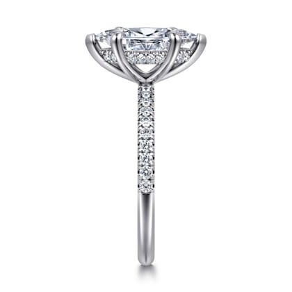 Allison - 14K White Gold Marquise Shape Hidden Halo Diamond Engagement Ring