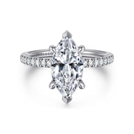 Allison - 14K White Gold Marquise Shape Hidden Halo Diamond Engagement Ring