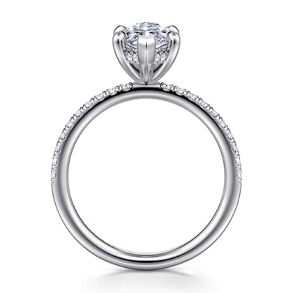 Allison - 14K White Gold Marquise Shape Hidden Halo Diamond Engagement Ring