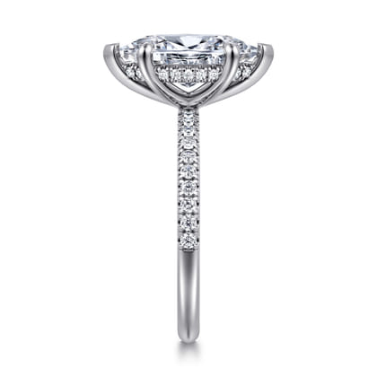 Allison - 14K White Gold Marquise Shape Hidden Halo Diamond Engagement Ring