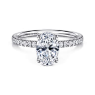 Allison - 14K White Gold Oval Hidden Halo Diamond Engagement Ring