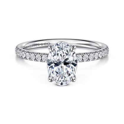 Allison - 14K White Gold Oval Hidden Halo Diamond Engagement Ring