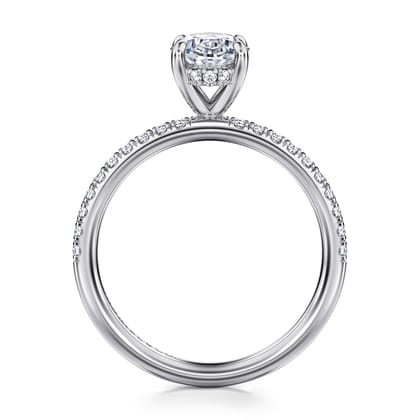 Allison - 14K White Gold Oval Hidden Halo Diamond Engagement Ring