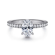 Allison - 14K White Gold Oval Hidden Halo Diamond and Engagement Ring
