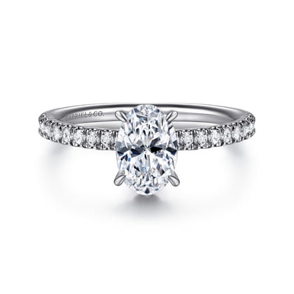 Allison - 14K White Gold Oval Hidden Halo Diamond and Engagement Ring