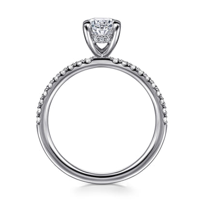 Allison - 14K White Gold Oval Hidden Halo Diamond and Engagement Ring
