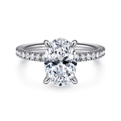 Allison - 14K White Gold Oval Hidden Halo Diamond and Engagement Ring